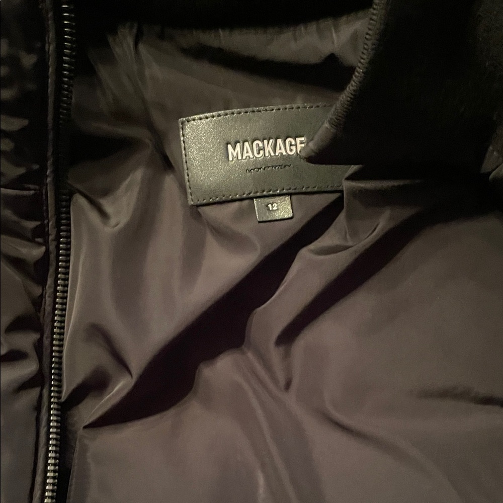 Mackage Black Puffer Jacket with Fur Trim - Picture 3 of 5